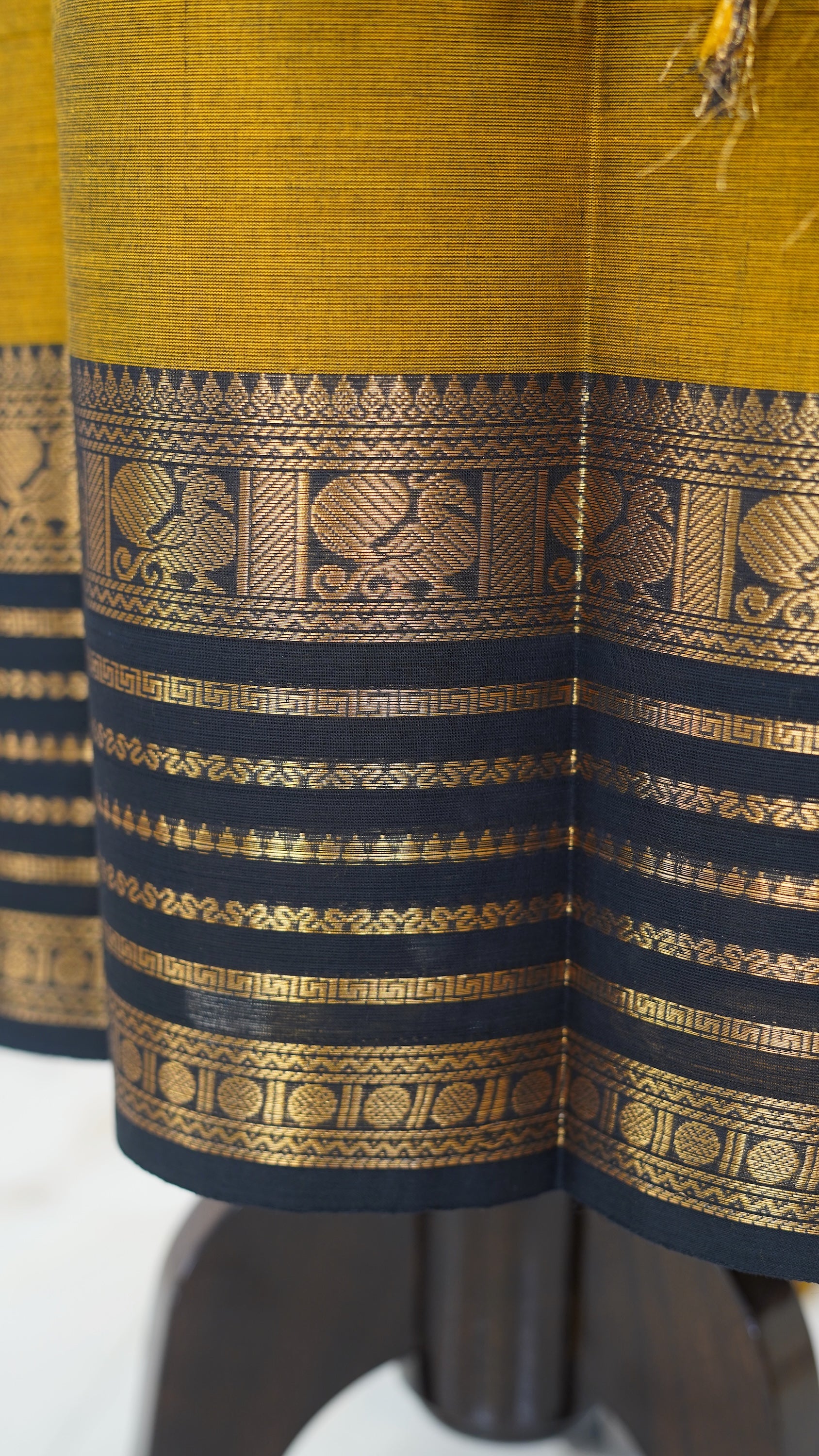 FenuGreek with Black and Golden Border Chettinad Cotton Unstitched Salwar Suit - #NC115