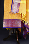 Orangish Yellow and Purple - Chettinad Cotton Unstitched Salwar Suit - #NC023