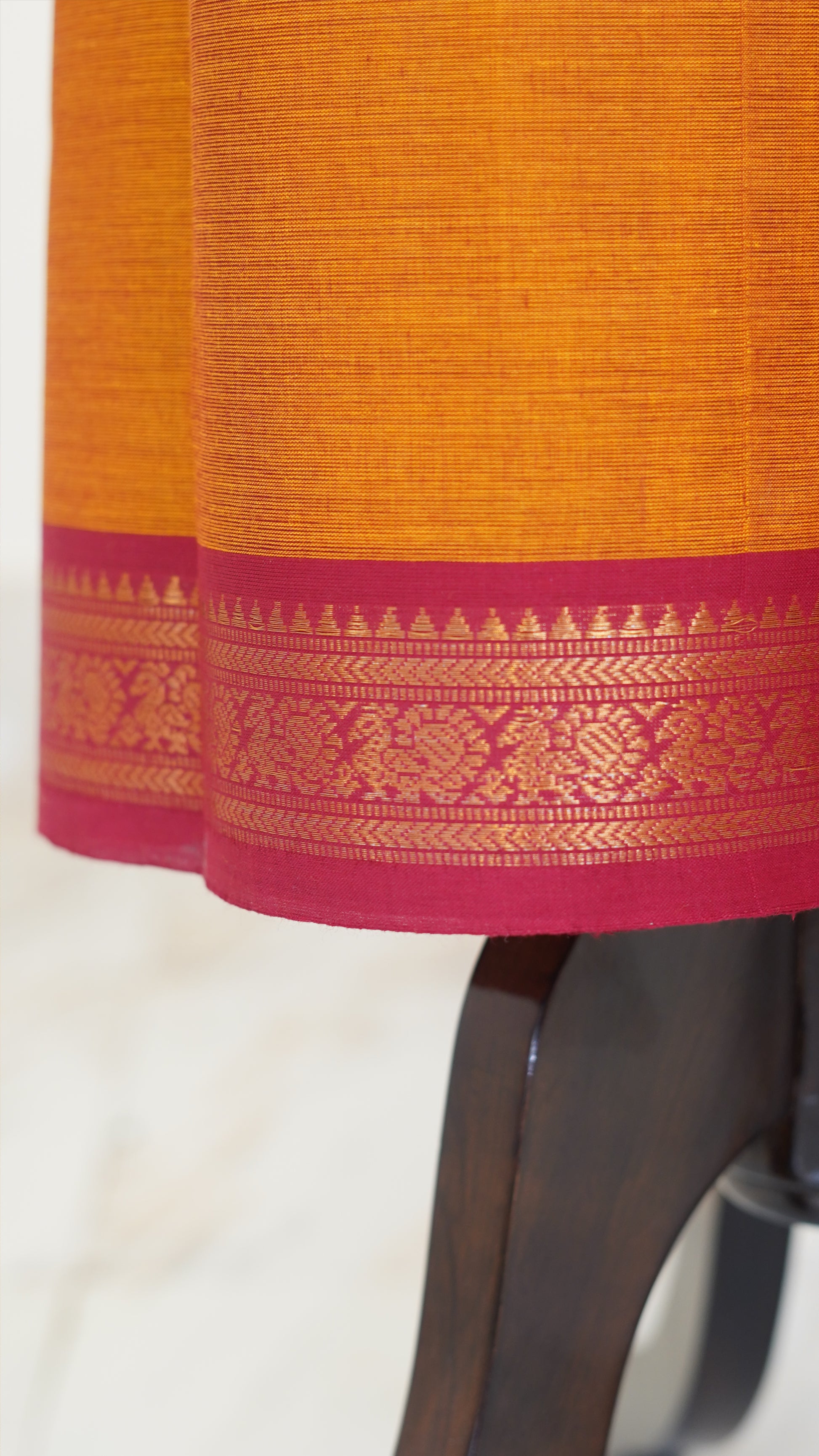 Orange with Red Border Chettinad Cotton Unstitched Salwar Suit - #NC111