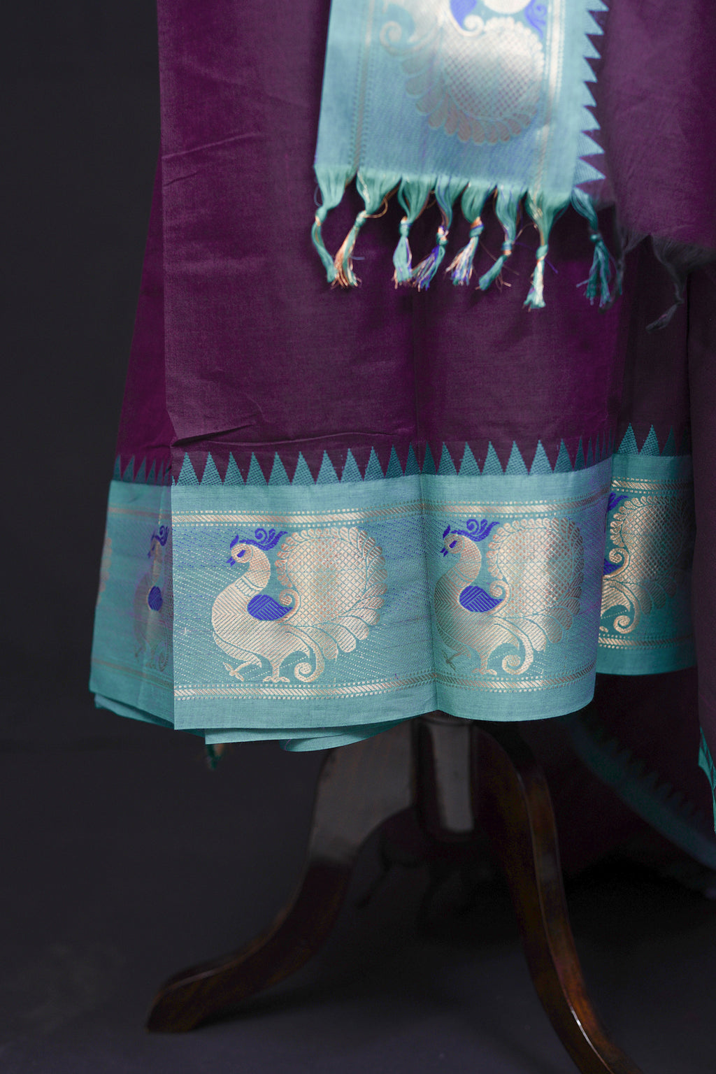 Purple and Blue - Chettinad Cotton Unstitched Salwar Suit - #NC013
