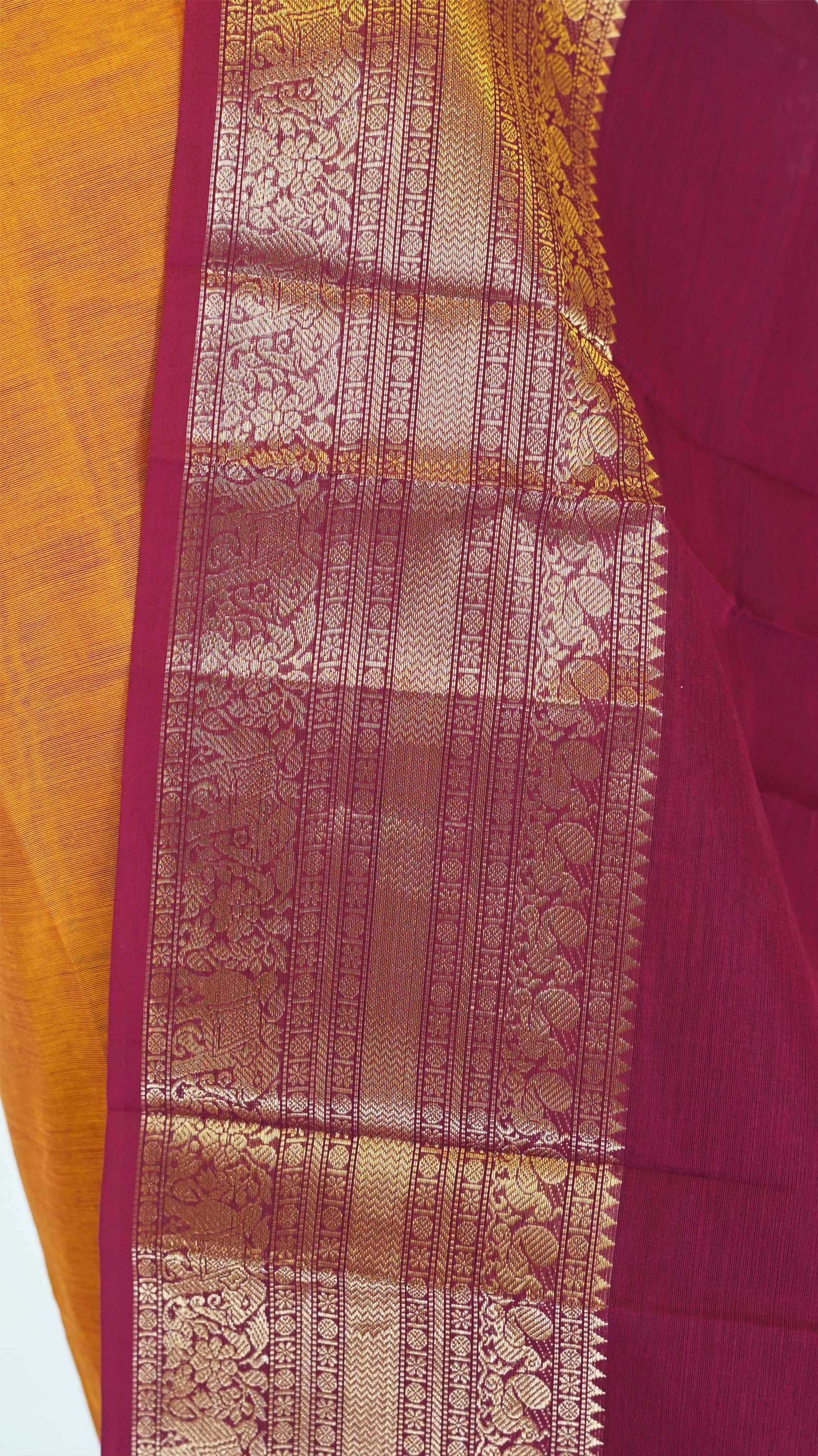 Mango with Red Border Chettinad Cotton Unstitched Salwar Suit - #NC113