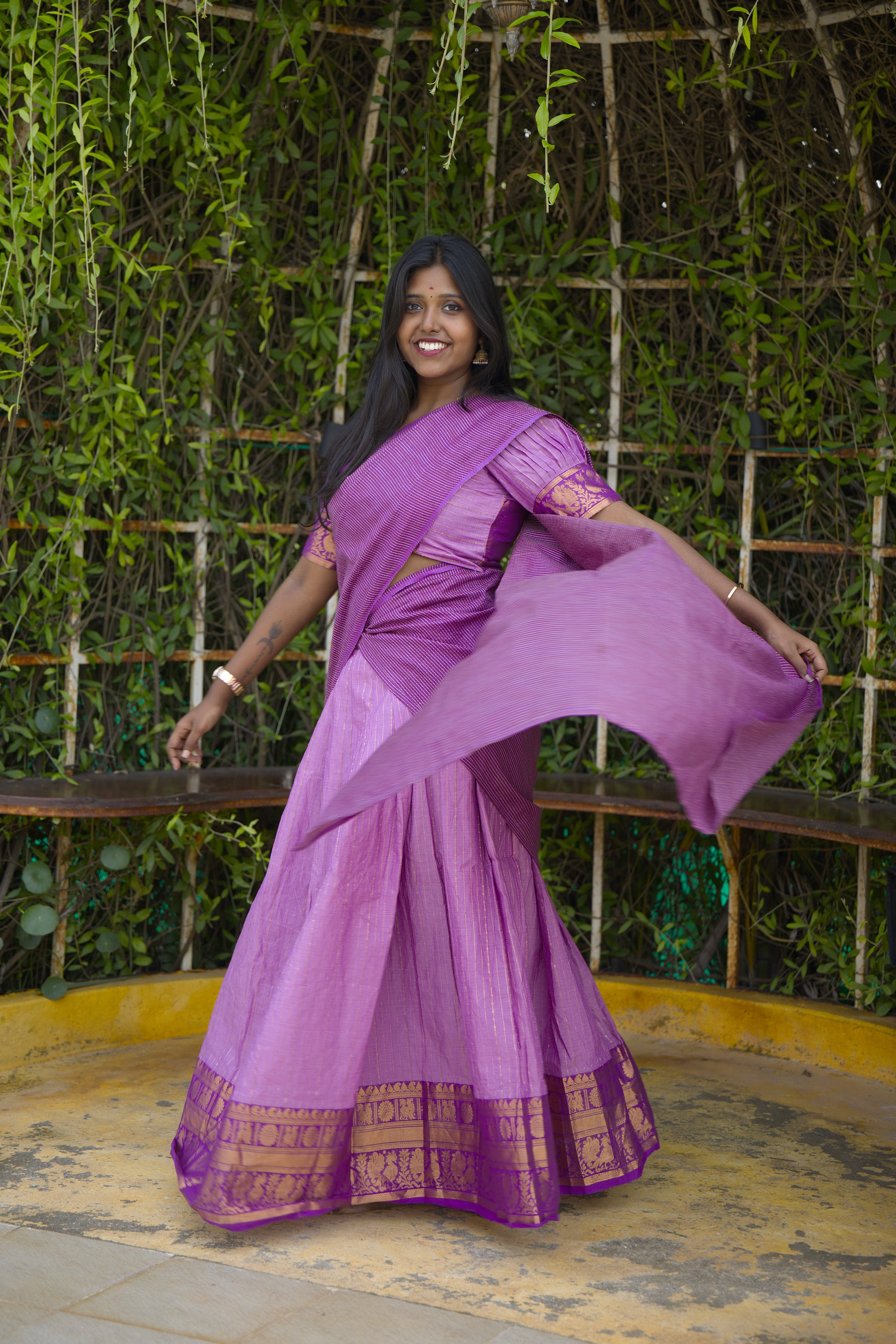 Lavender - Chettinad Cotton Half Saree - NH003