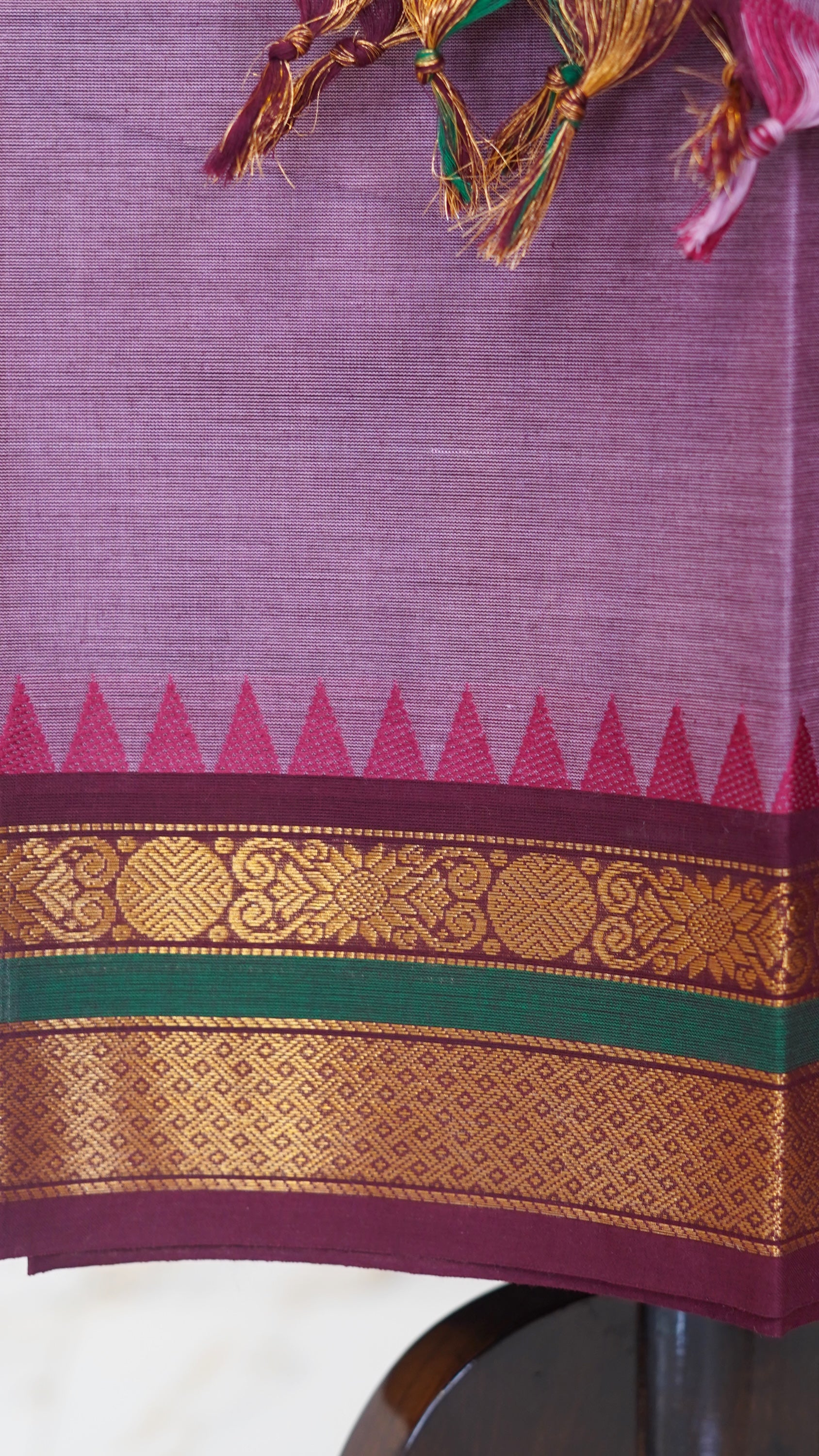 Onion Pink with Multi color Border Chettinad Cotton Unstitched Salwar Suit - #NC122