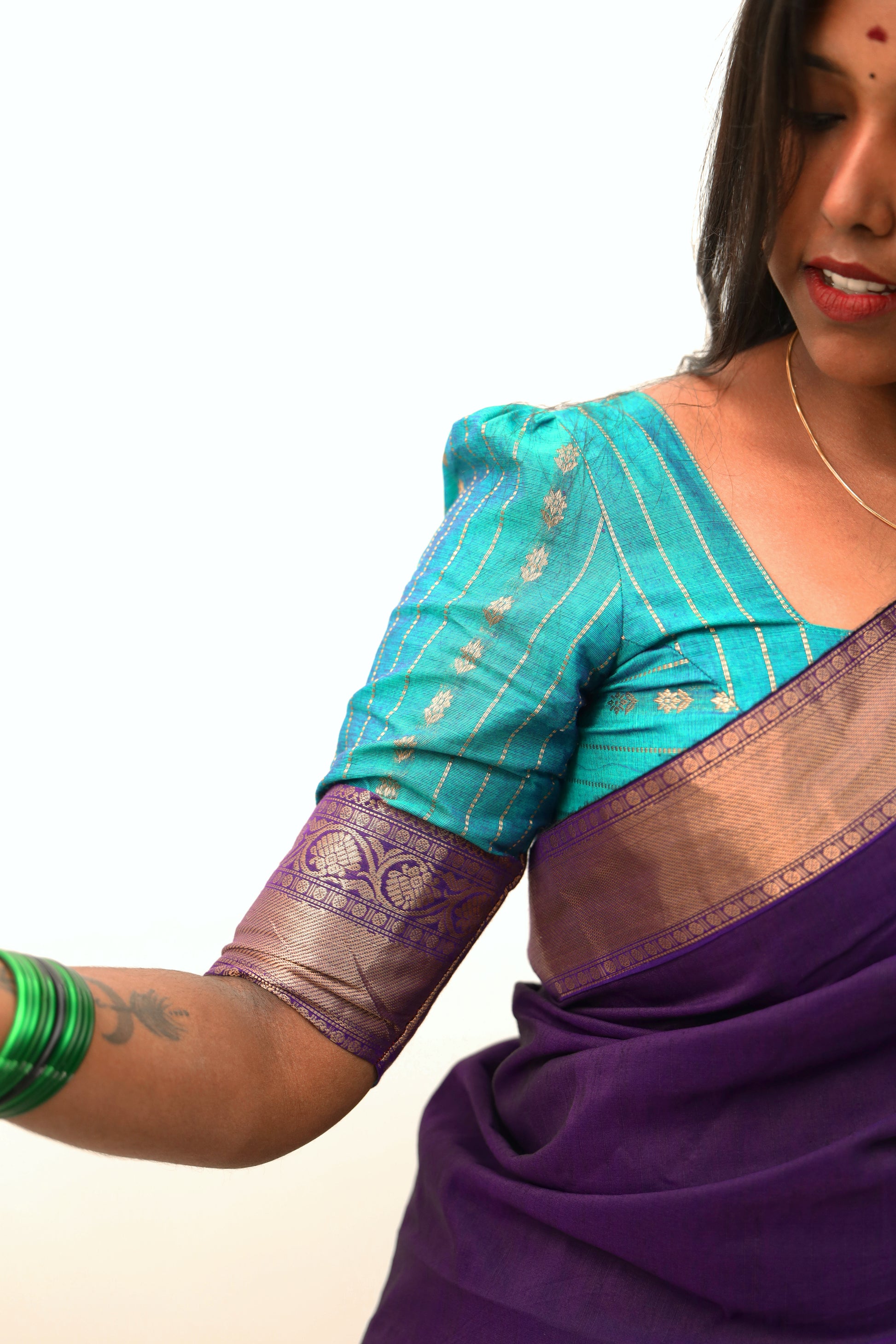 Teel & Purple - Chettinad Cotton Half Saree - NH001