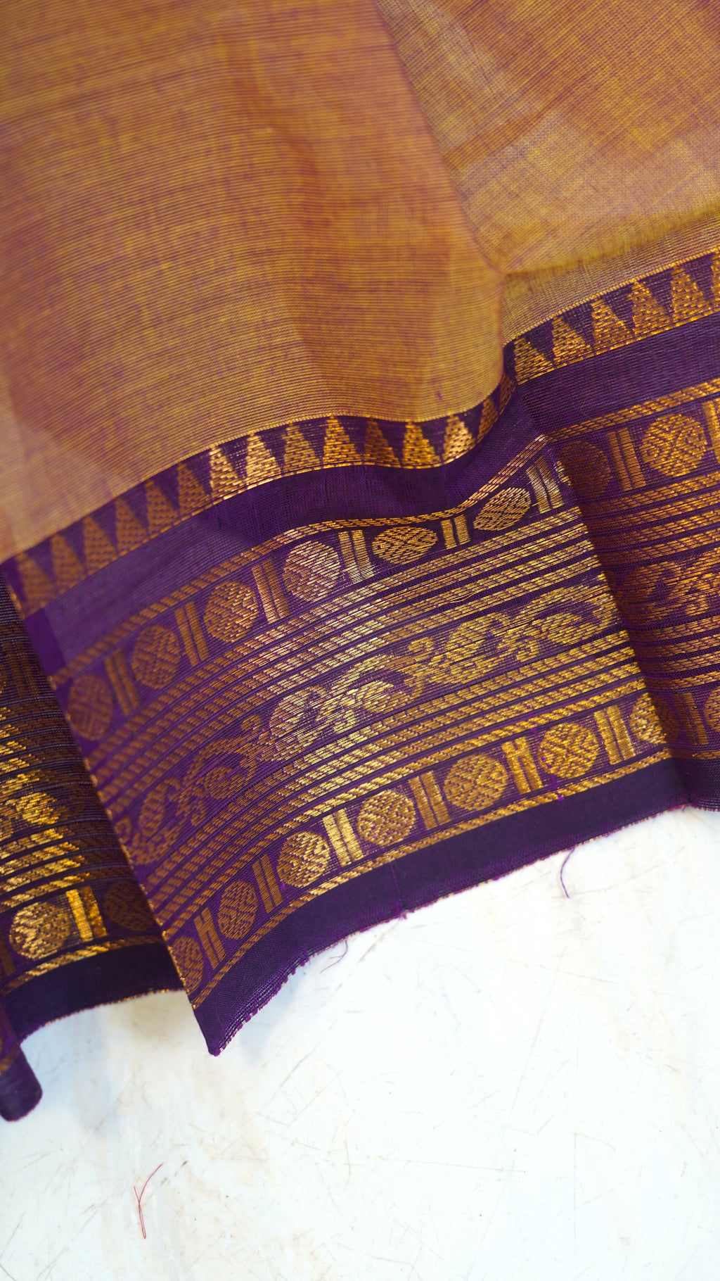 Sandalwood Brown with Brown Border Chettinad Cotton Saree-#NS033