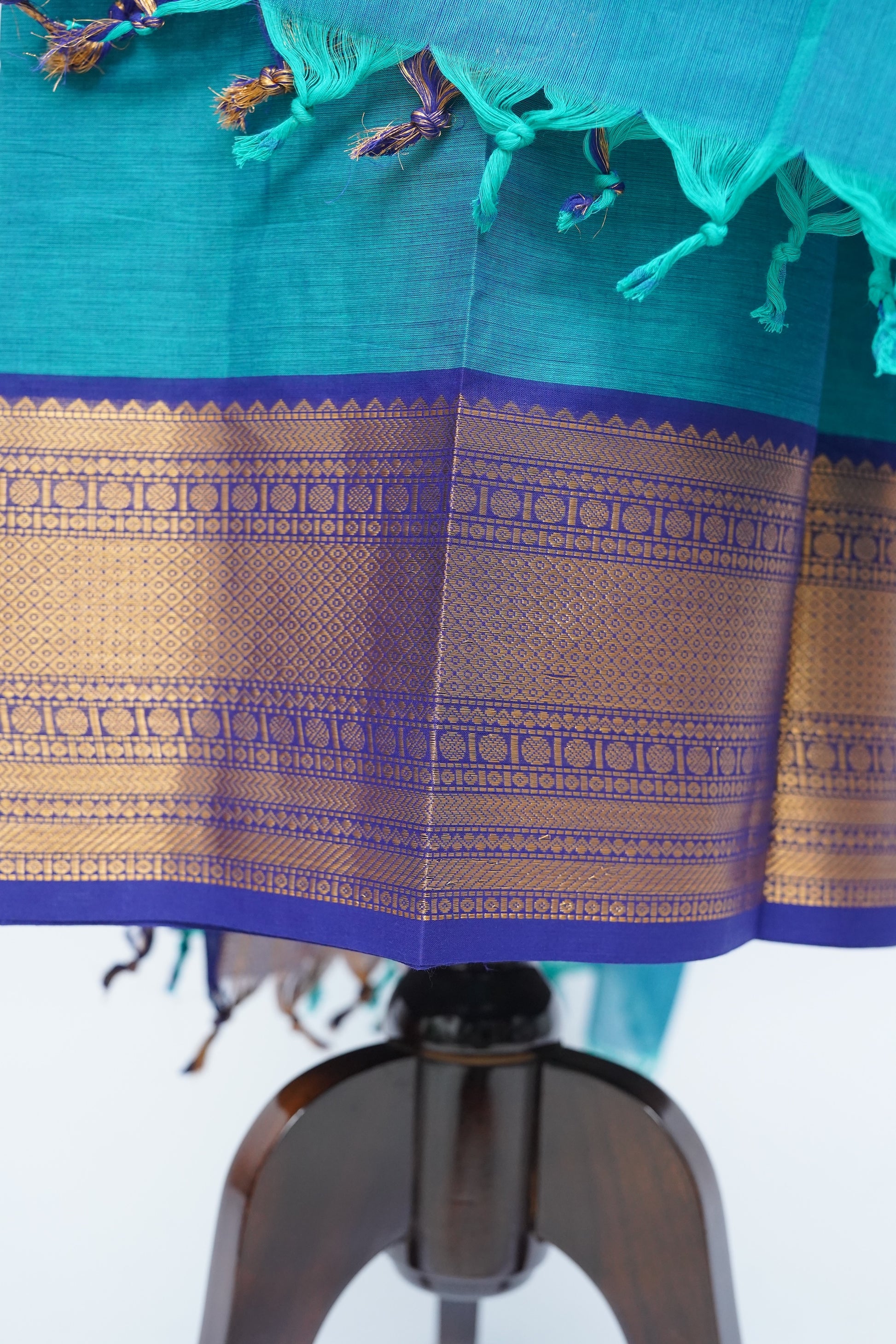 Sky Blue with Blue Border Chettinad Cotton Unstitched Salwar Suit - #NC205
