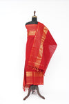 Dark Pink with Golden Border Chettinad Cotton Unstitched Salwar Suit - #NC207
