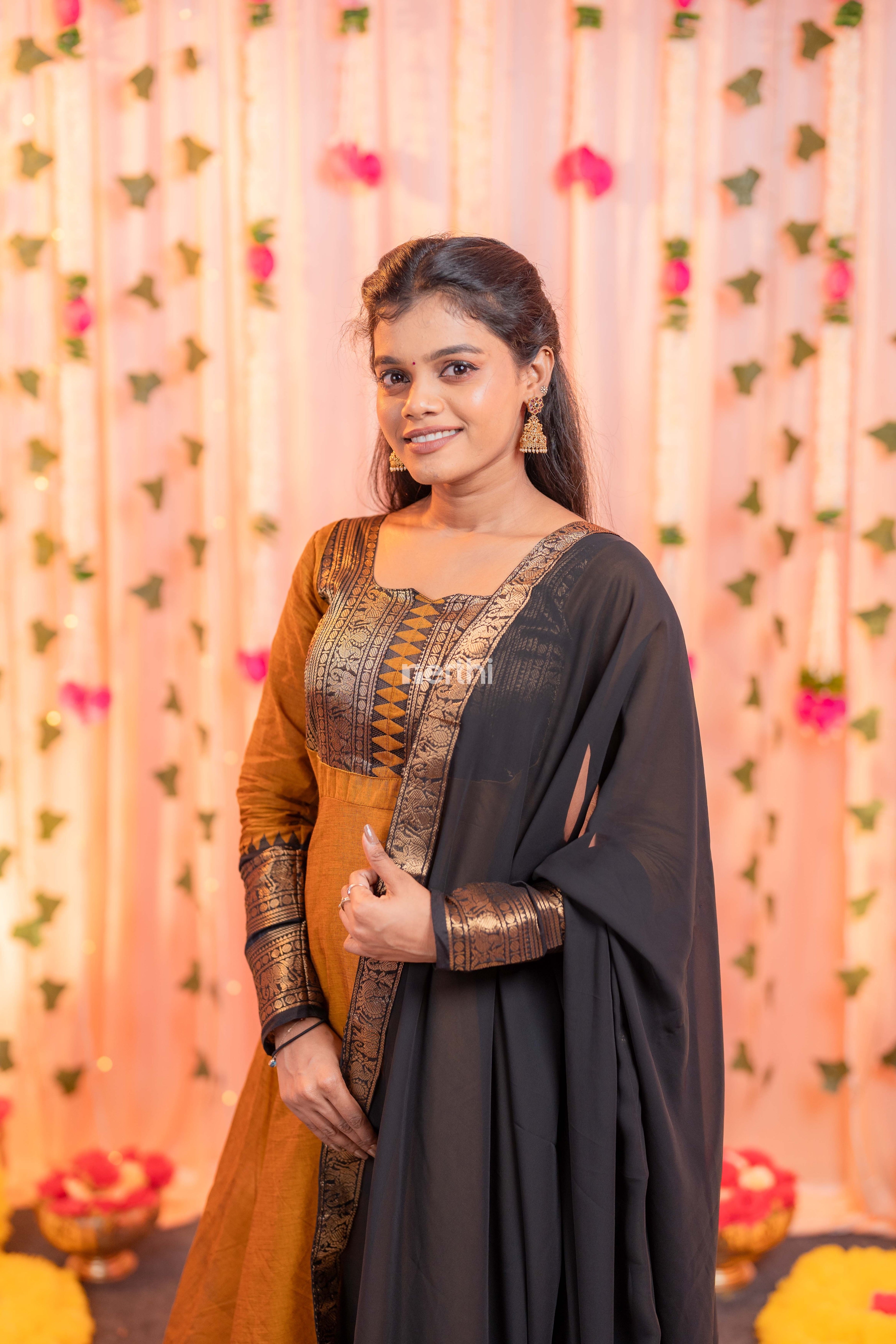 Bronze Chettinad Cotton Anarkali - #NA003