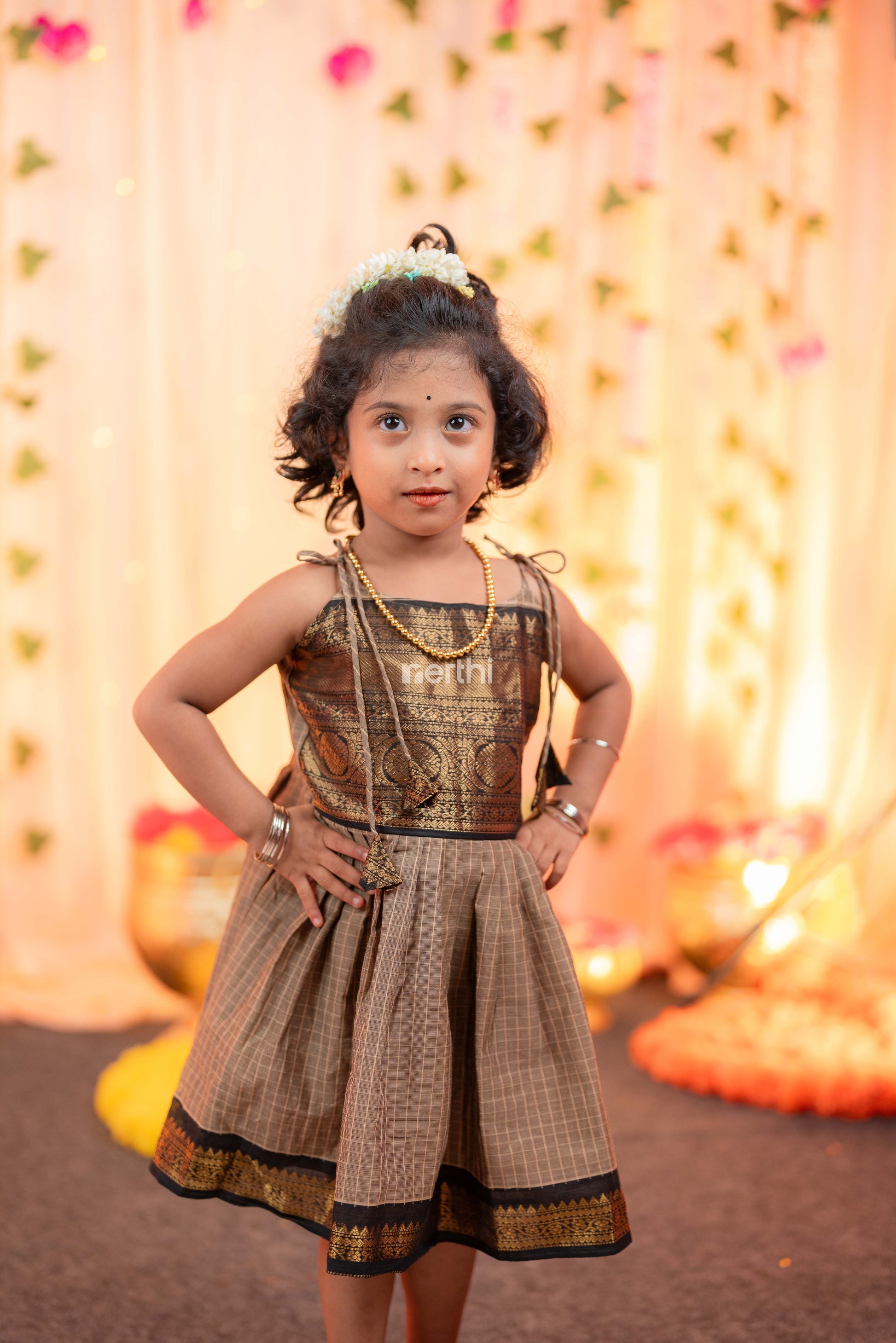 Light Brown Knotted Frock - #NF001