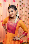 Orange Chettinad Cotton Anarkali - #NA005