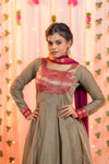 Grey and Pink Chettinad Cotton Anarkali - #NA006