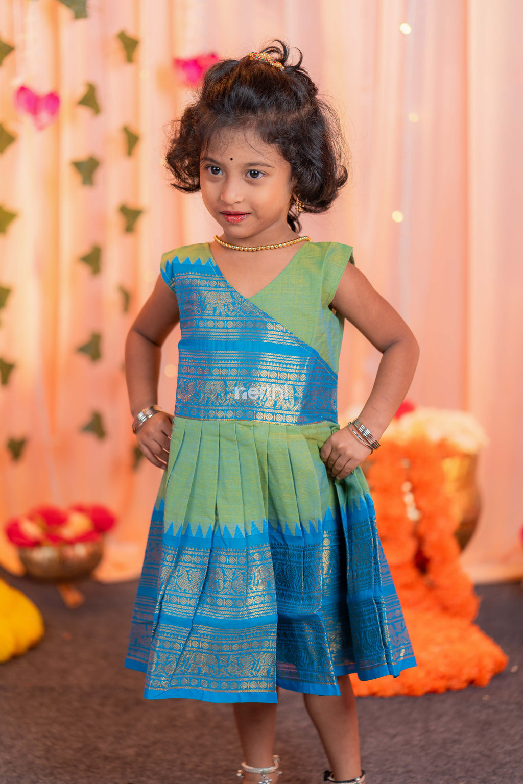 Sea Green Cross over Frock - #NF006