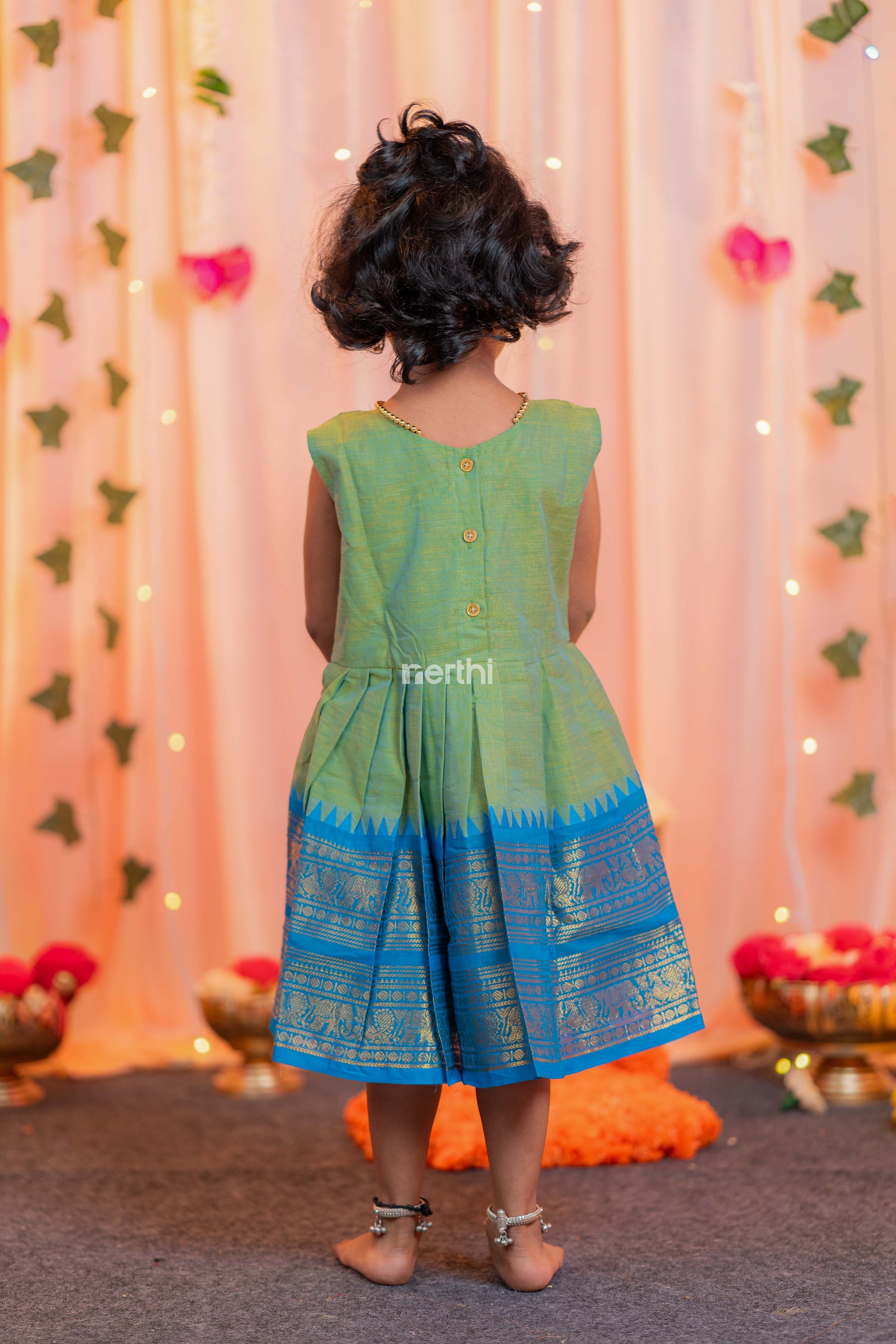 Sea Green Cross over Frock - #NF006