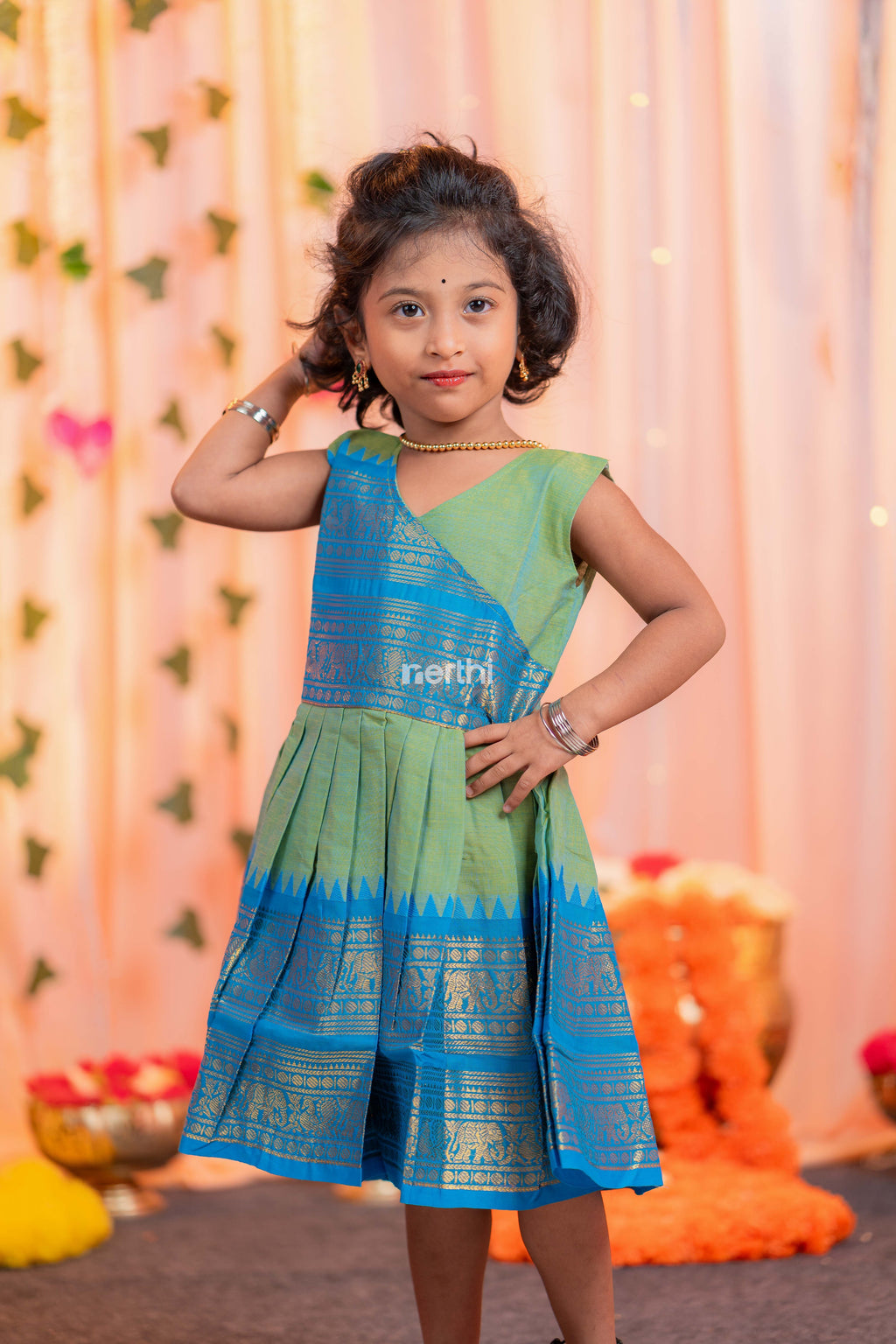 Sea Green Cross over Frock - #NF006