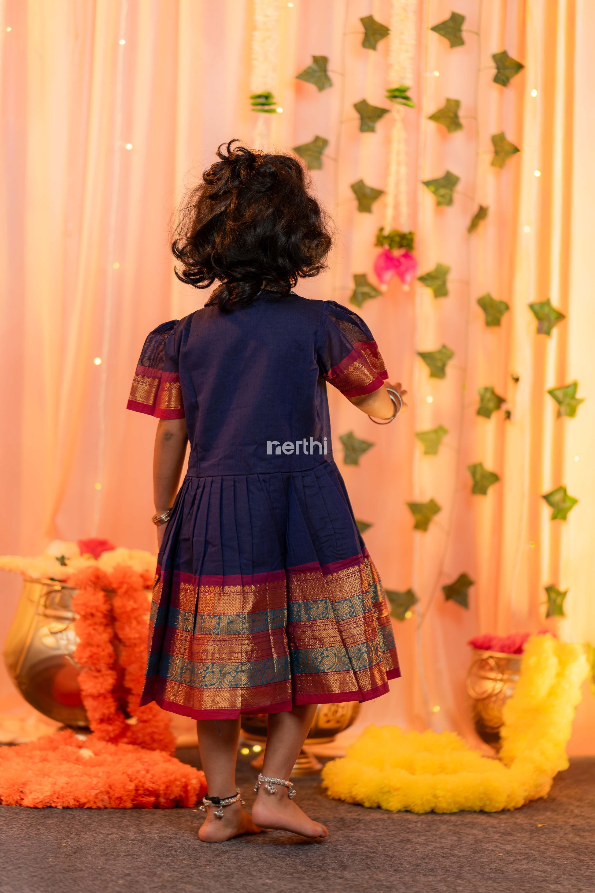 Navy Blue Collar Frock - #NF005