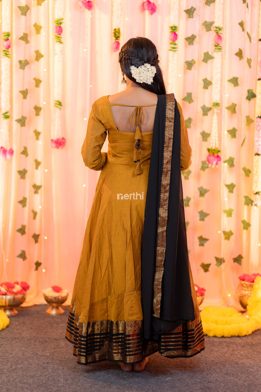 Mustard Chettinad Cotton Anarkali - #NA001