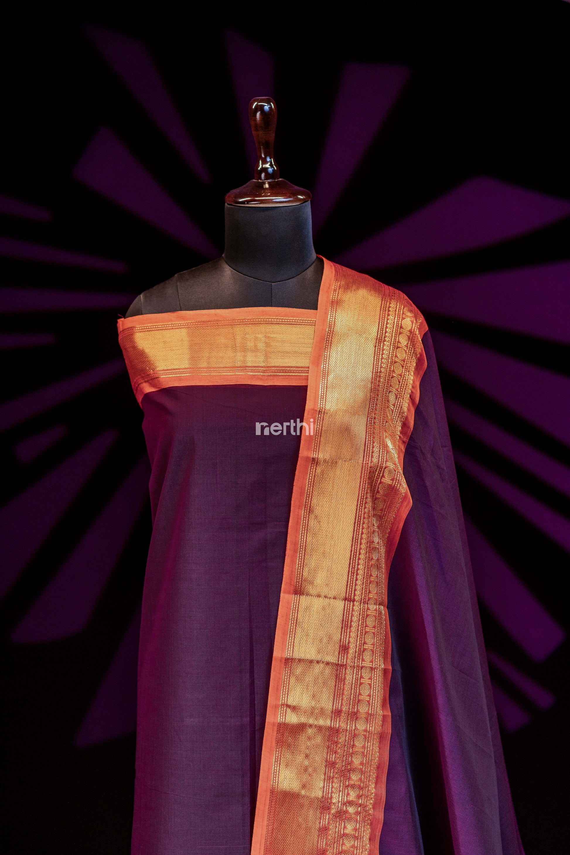 Violet - Chettinad Cotton Unstitched Salwar Suit - #NC003