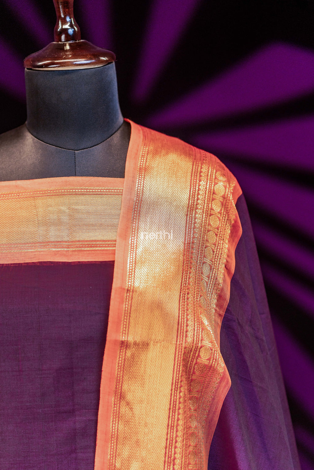 Violet - Chettinad Cotton Unstitched Salwar Suit - #NC003