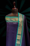 Navy Blue - Chettinad Cotton Unstitched Salwar Suit - #NC006