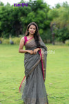 Thazhal - Gray Chettinad Cotton Saree