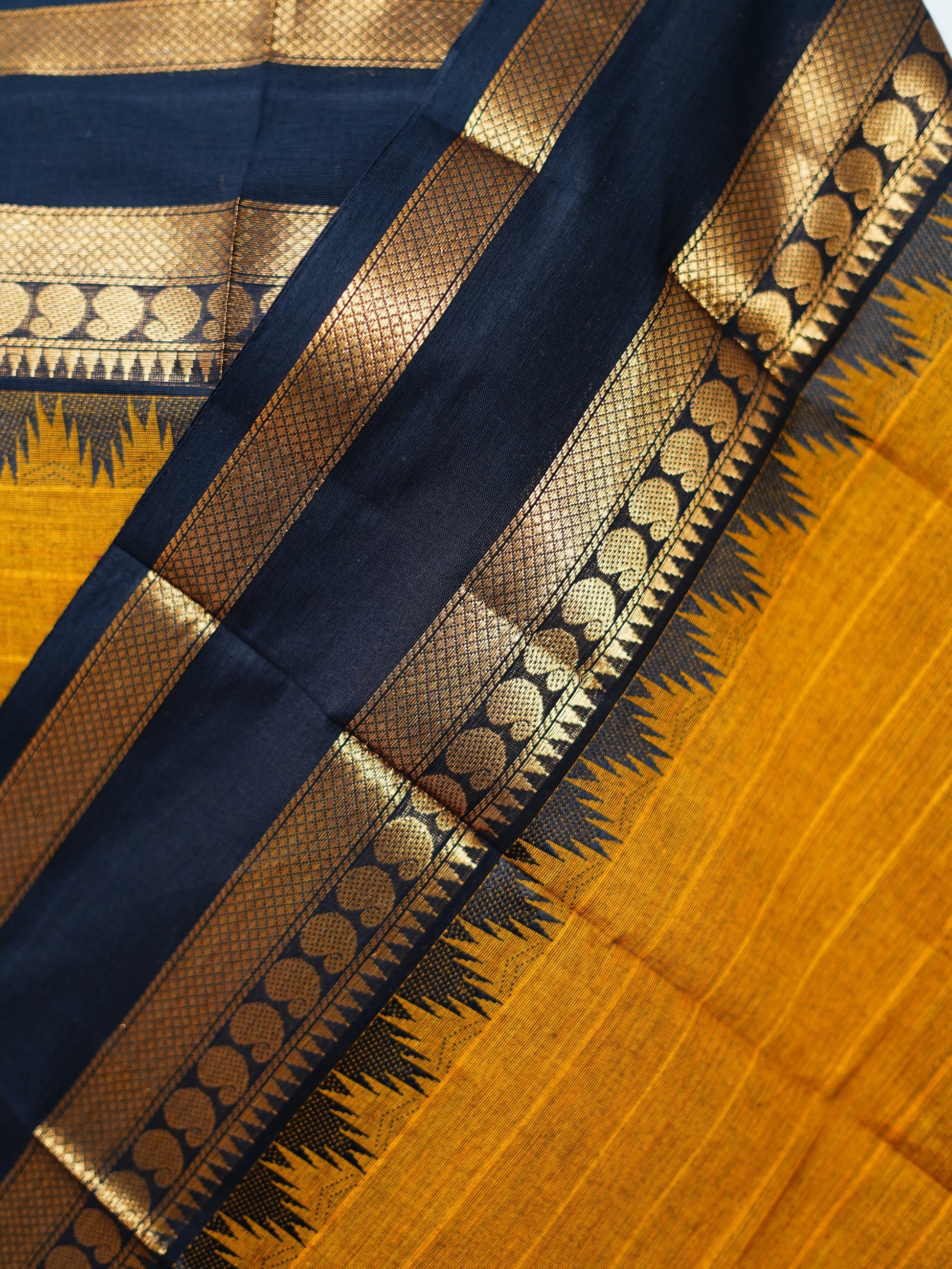 Fenugreek with Black Border Chettinad Cotton Unstitched Salwar Suit - #NC159