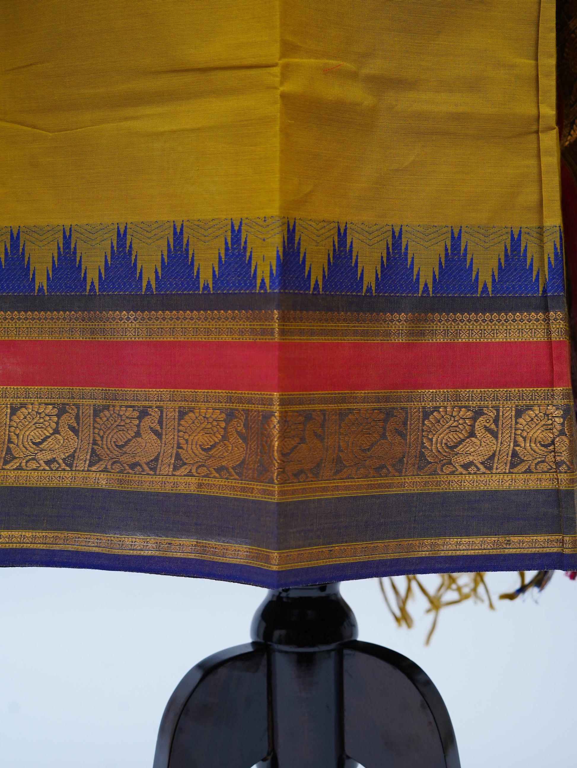 Green with multi color Border Chettinad Cotton Unstitched Salwar Suit - #NC163