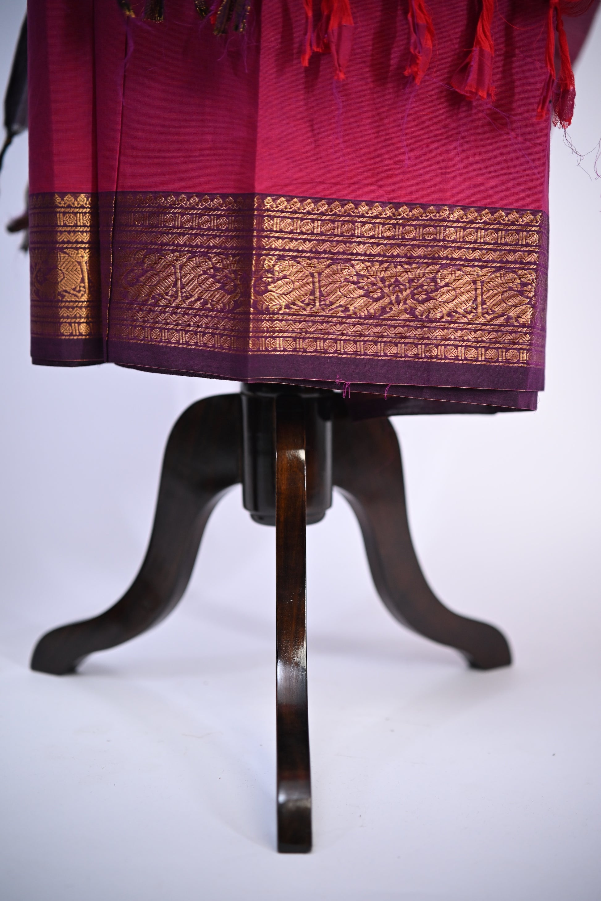 Pink with Brown and Golden Border Chettinad Cotton Unstitched Salwar Suit - #NC174