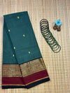 Ramar Green Chettinad Cotton Saree with Maroon Border - #NS009