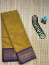 Mustard Chettinad Cotton Saree with Blue Border - #NS008