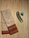 Off white Chettinad Cotton Saree with Maroon Border - #NS005