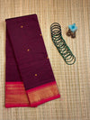 Maroon Chettinad Cotton Saree with Pink Border - #NS002