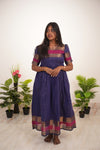 Blue with Pink Border Chettinad Cotton Maxi - #NM003