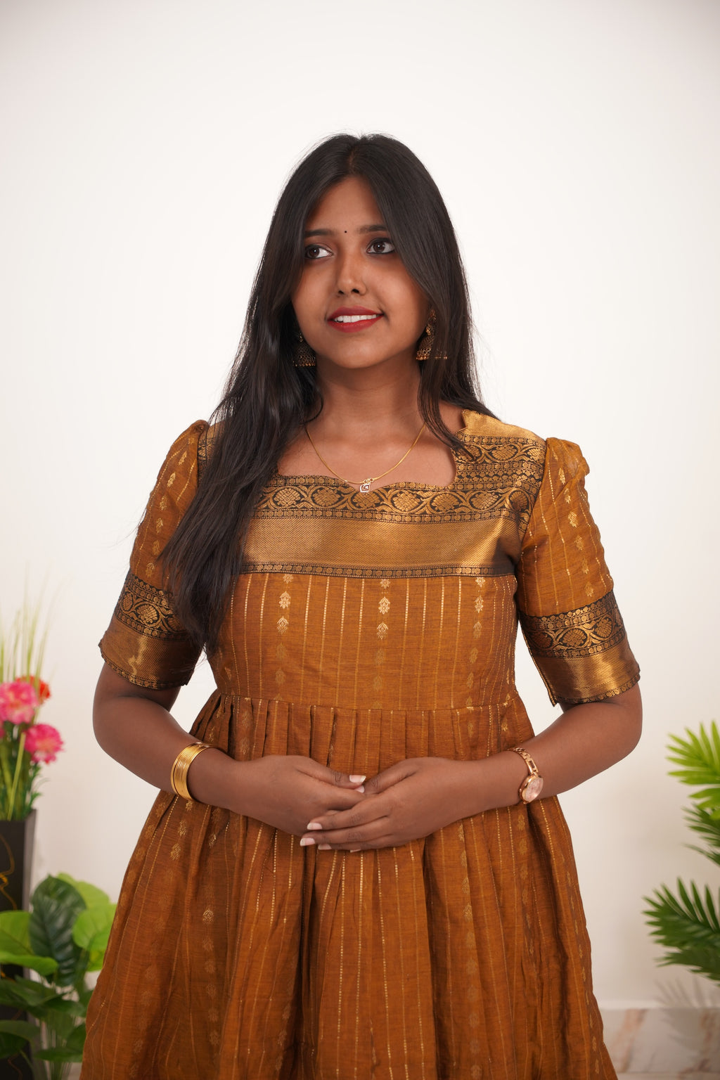 Mustard Yellow Chettinad Cotton Maxi - #NM001