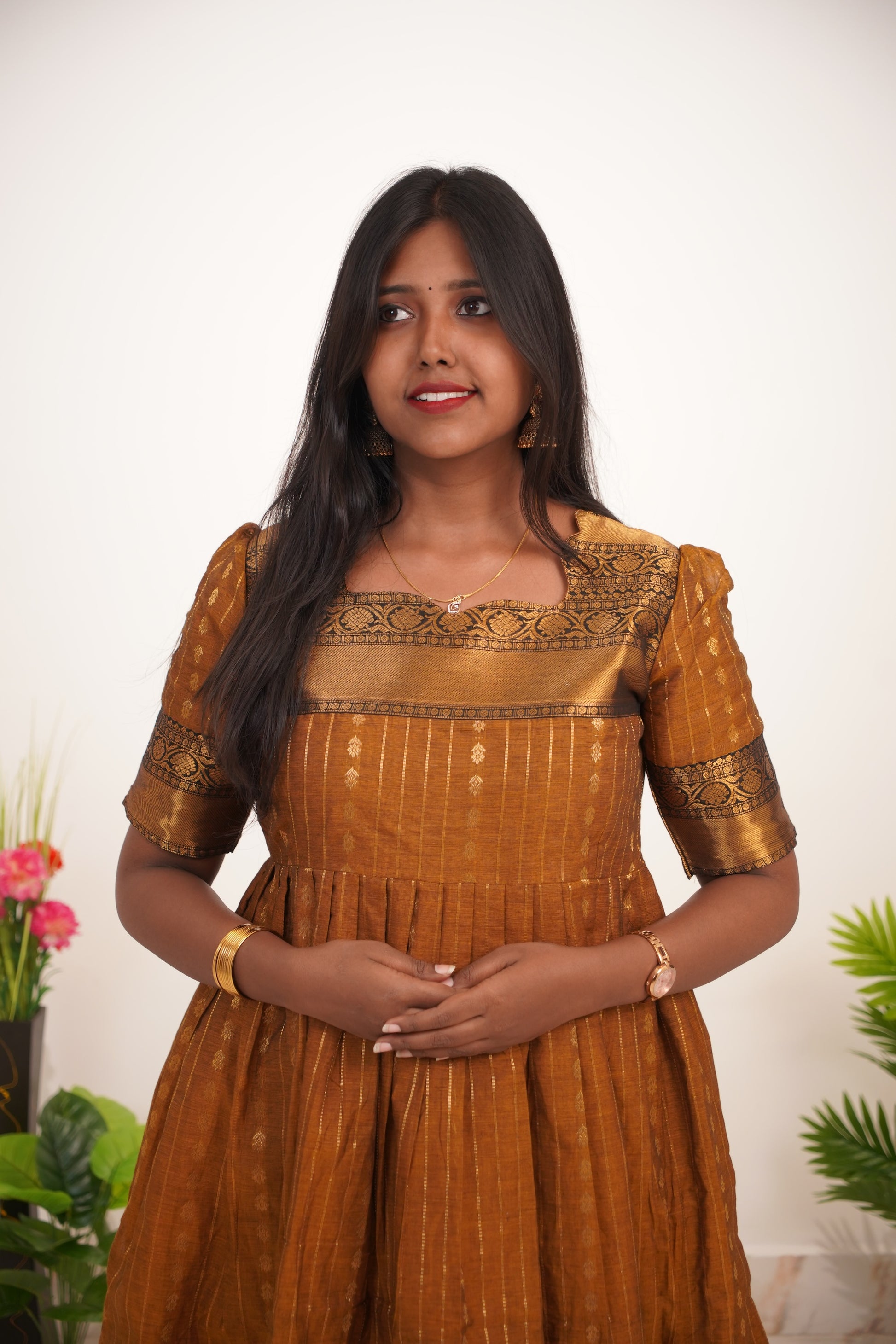 Mustard Yellow Chettinad Cotton Maxi - #NM001