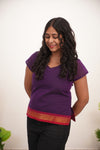 Lavender with red Border Chettinad Cotton Short Kurti - #NST009
