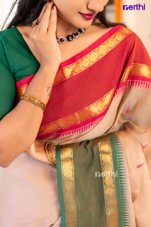 Megha - Cream Colour Chettinad Cotton Saree